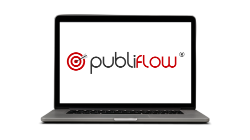 ordinateur avec Publiflow le logiciel de production